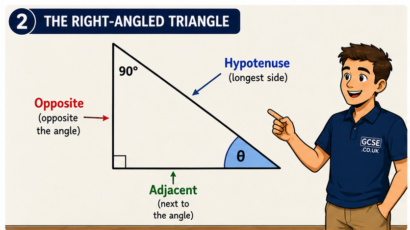 Large labelled right-angled triangle.